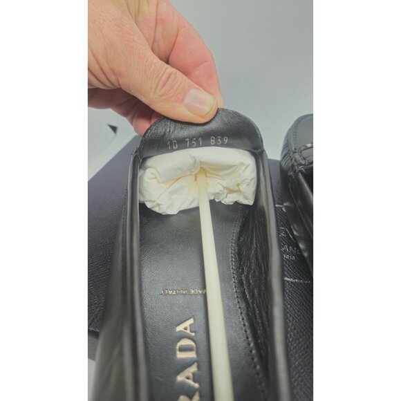 Prada Womens Black Leather Studded Loafers Size 39 original box - Picture 5 of 9